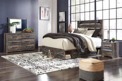 Drystan King Panel Bed with Mirrored Dresser, Chest and 2 Nightstands