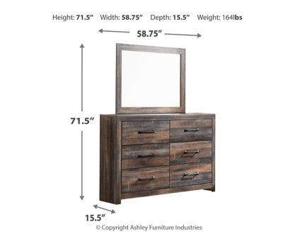 Drystan Queen Panel Bed with Mirrored Dresser and Nightstand