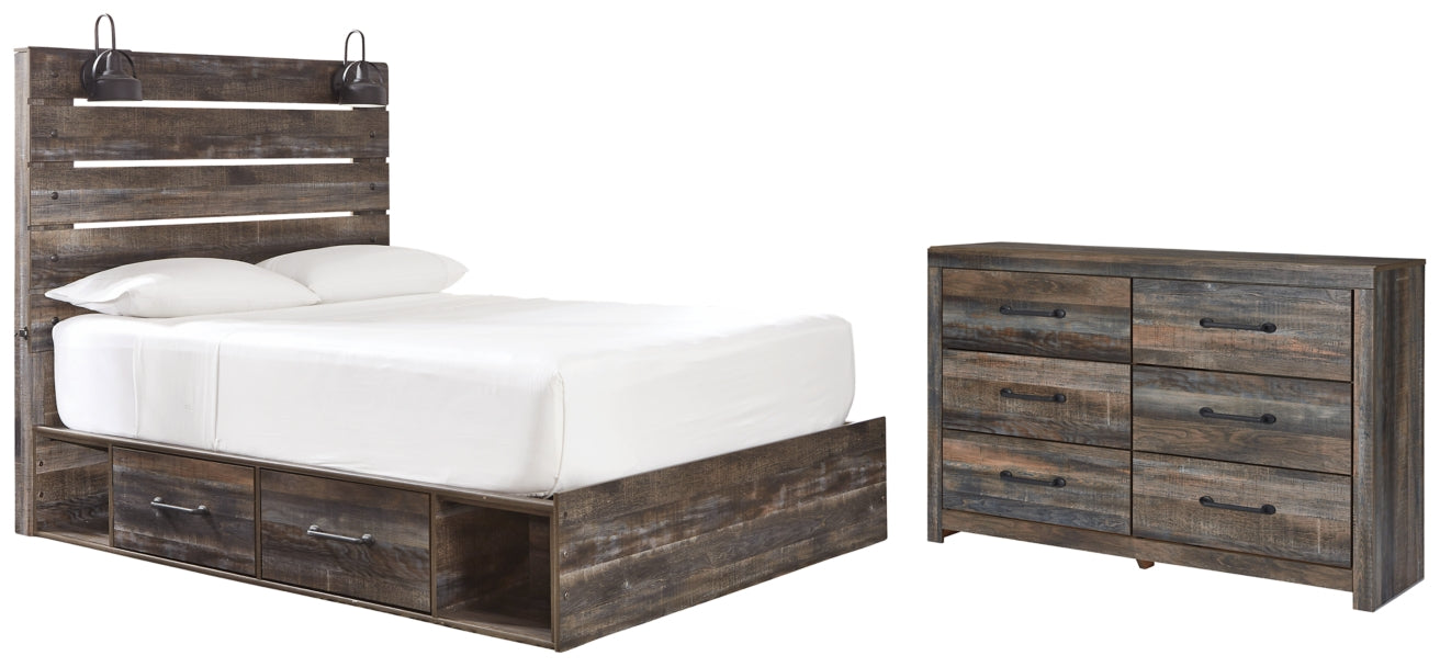 Drystan Twin Panel Bed with 2 Storage Drawers with Dresser