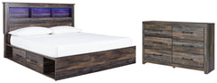 Drystan King Bookcase Bed with 2 Storage Drawers with Dresser - PKG003375
