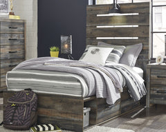 Drystan Twin Panel Bed with Mirrored Dresser