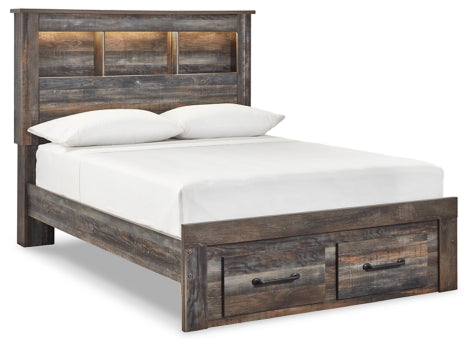 Drystan Full Bookcase Bed with 2 Storage Drawers with Mirrored Dresser - PKG003235