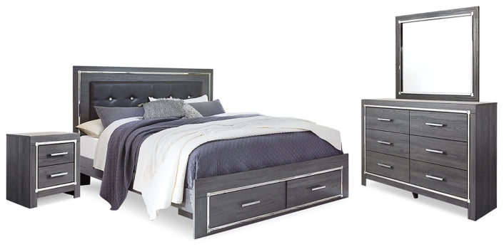 Lodanna Queen Panel Bed with Mirrored Dresser and Nightstand