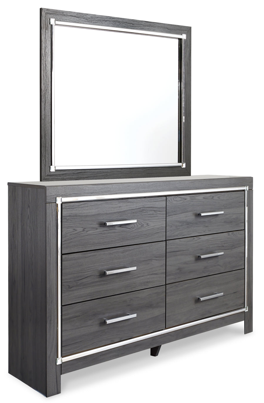Lodanna Queen Panel Bed with 2 Storage Drawers with Mirrored Dresser and 2 Nightstands - PKG003602