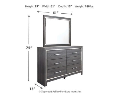 Lodanna King Panel Bed with 2 Storage Drawers with Mirrored Dresser and 2 Nightstands - PKG003590