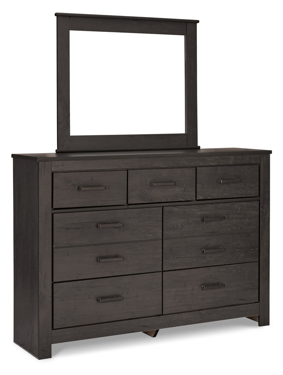 Brinxton Queen/Full Panel Headboard Bed with Mirrored Dresser and Chest