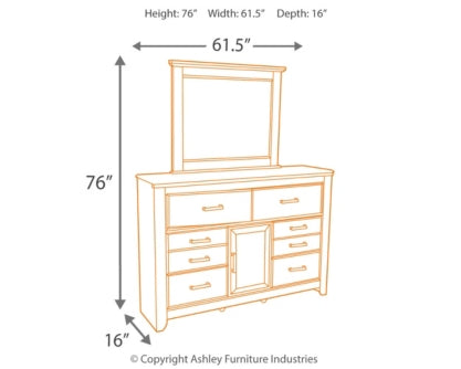 Juararo King Poster Bed with Mirrored Dresser and Nightstand