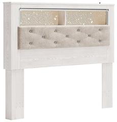 Altyra Queen Upholstered Panel Bookcase Headboard