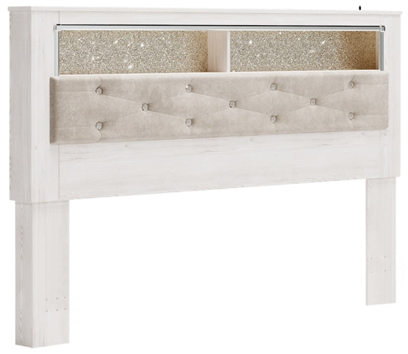 Altyra Queen Upholstered Panel Bookcase Headboard