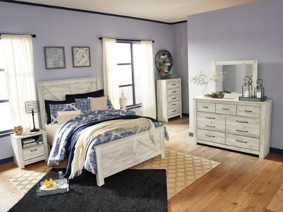 Chime 12 Inch Hybrid Queen Mattress in a Box with Bellaby Queen Crossbuck Panel Bed