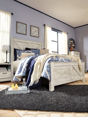 Chime 12 Inch Hybrid Queen Mattress in a Box with Bellaby Queen Crossbuck Panel Bed