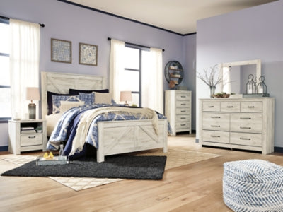 Chime 12 Inch Hybrid Queen Mattress in a Box with Bellaby Queen Crossbuck Panel Bed
