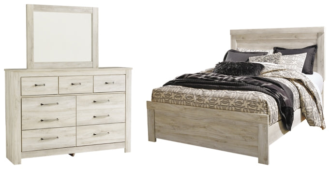 Bellaby Queen Panel Bed with Mirrored Dresser - PKG000729