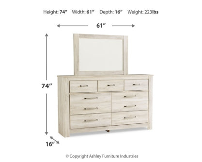 Bellaby King Platform Bed with 2 Storage Drawers with Mirrored Dresser and Nightstand