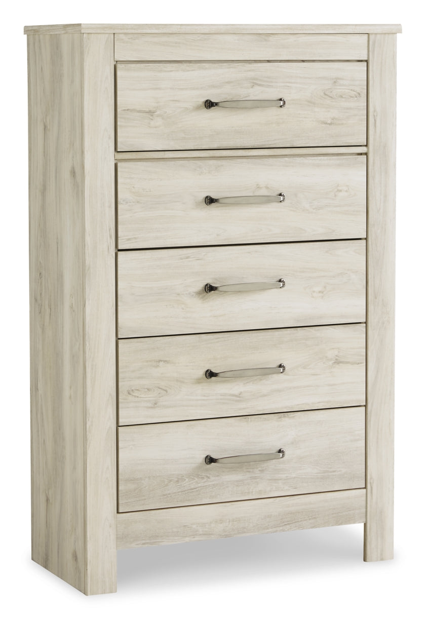 Bellaby Queen Platform Bed with 2 Storage Drawers with Mirrored Dresser, Chest and Nightstand