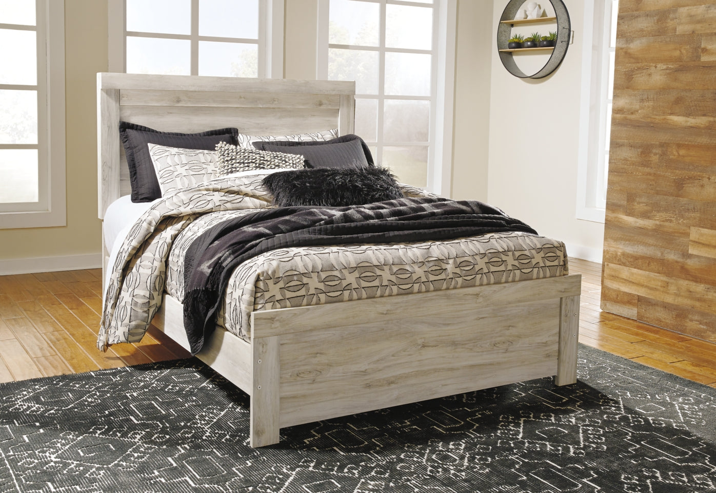 Bellaby Queen Panel Bed with Mirrored Dresser - PKG004710