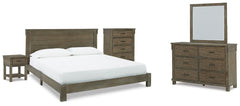 Shamryn King Panel Bed with Mirrored Dresser, Chest and Nightstand