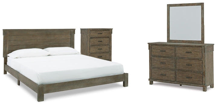 Shamryn King Panel Bed with Mirrored Dresser and Chest