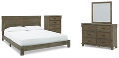 Shamryn King Panel Bed with Mirrored Dresser and Chest