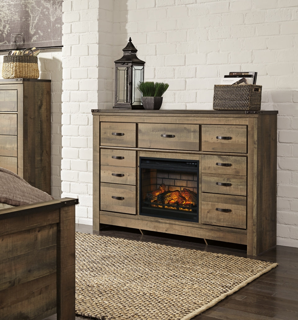 Trinell Dresser with Electric Fireplace - The Bargain Furniture