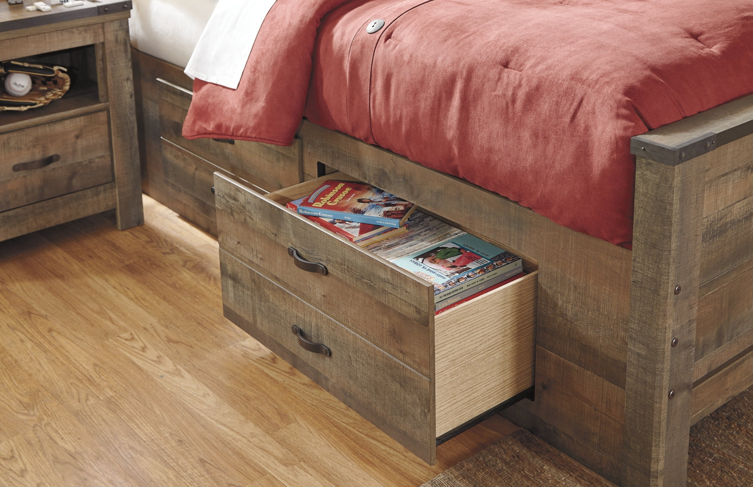 Trinell Twin Panel Bed with 2 Storage Drawers