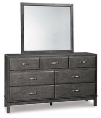 Caitbrook Queen Storage Bed with 8 Storage Drawers with Mirrored Dresser and Chest