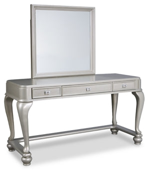 Coralayne Queen Upholstered Bed and Vanity with Mirror and Stool