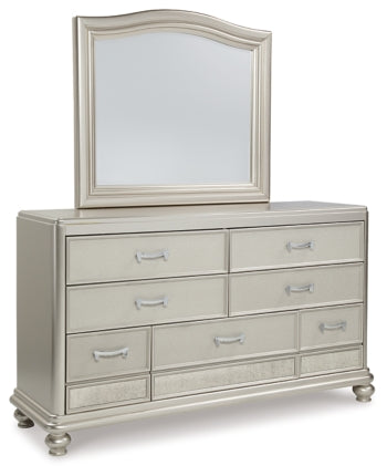 Coralayne California King Upholstered Bed with Mirrored Dresser and 2 Nightstands - PKG007828