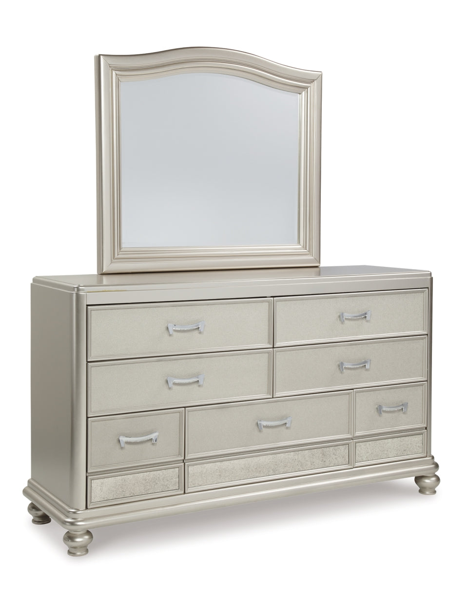 Coralayne California King Upholstered Bed with Mirrored Dresser and Chest - PKG010744