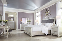 Coralayne Queen Upholstered Sleigh Bed with Mirrored Dresser, Chest and 2 Nightstands - PKG007820
