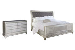 Coralayne Queen Upholstered Sleigh Bed with Dresser