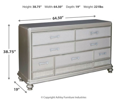 Coralayne King Upholstered Sleigh Bed with Dresser