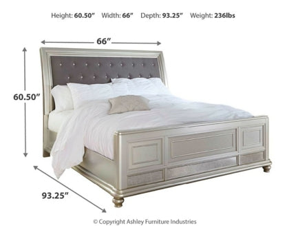 Coralayne Queen Upholstered Sleigh Bed with Dresser