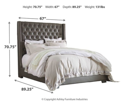 Coralayne Queen Upholstered Bed with Mirrored Dresser - PKG000045