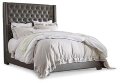 Coralayne Queen Upholstered Bed and Vanity with Mirror and Stool