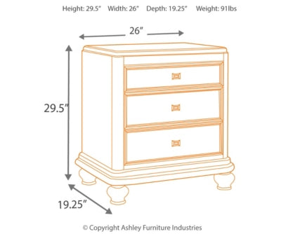 Coralayne Queen Upholstered Bed with Mirrored Dresser, Chest and Nightstand - PKG007770