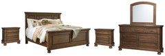 Flynnter Queen Panel Bed with Mirrored Dresser and 2 Nightstands