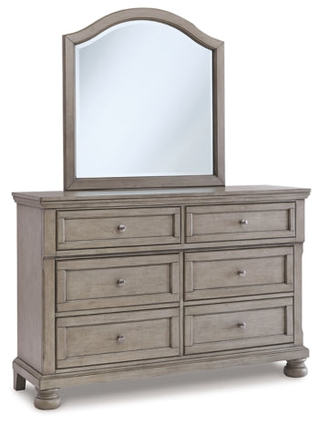 Lettner Twin Sleigh Bed with Mirrored Dresser, Chest and 2 Nightstands