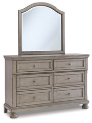 Lettner Twin Sleigh Bed with Mirrored Dresser