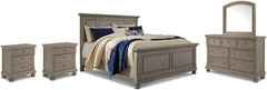 Lettner Queen Panel Bed with Mirrored Dresser and 2 Nightstands - PKG006577