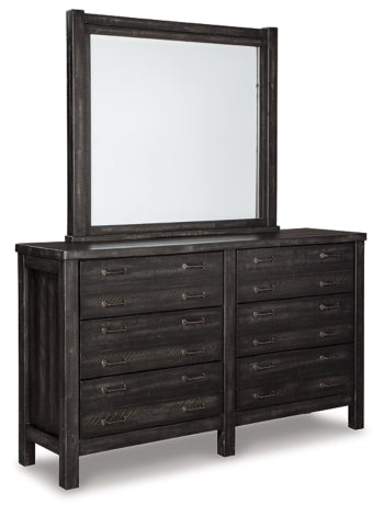 Baylow Queen Panel Bed with 4 Storage Drawers with Mirrored Dresser and 2 Nightstands