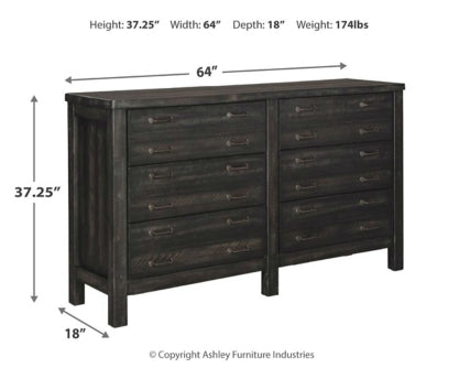 Baylow Queen Panel Bed with 4 Storage Drawers with Dresser