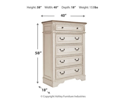 Realyn California King Upholstered Bed with Mirrored Dresser and Chest