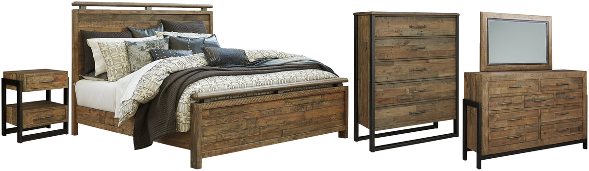 Sommerford Queen Panel Bed with Mirrored Dresser, Chest and Nightstand