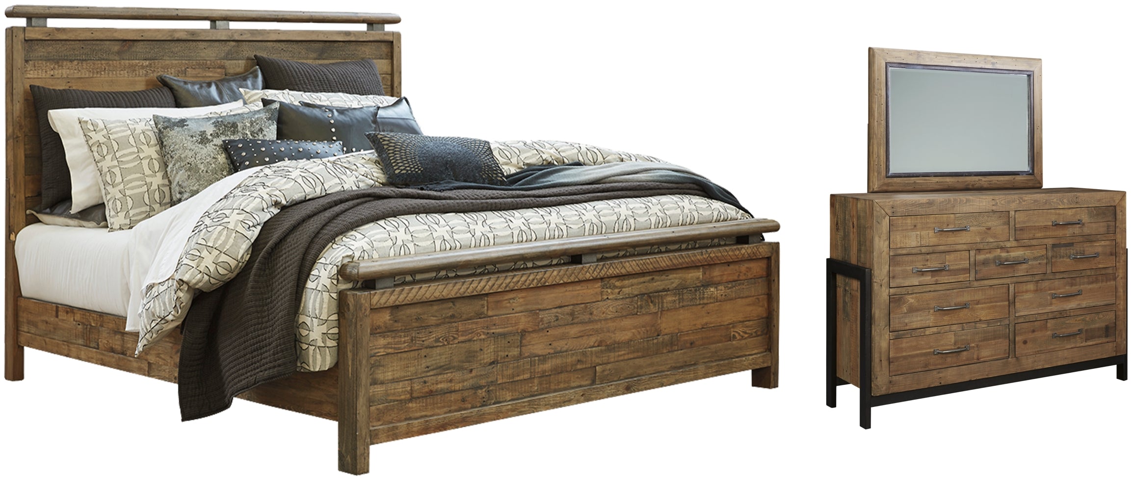 Sommerford Queen Panel Bed with Mirrored Dresser