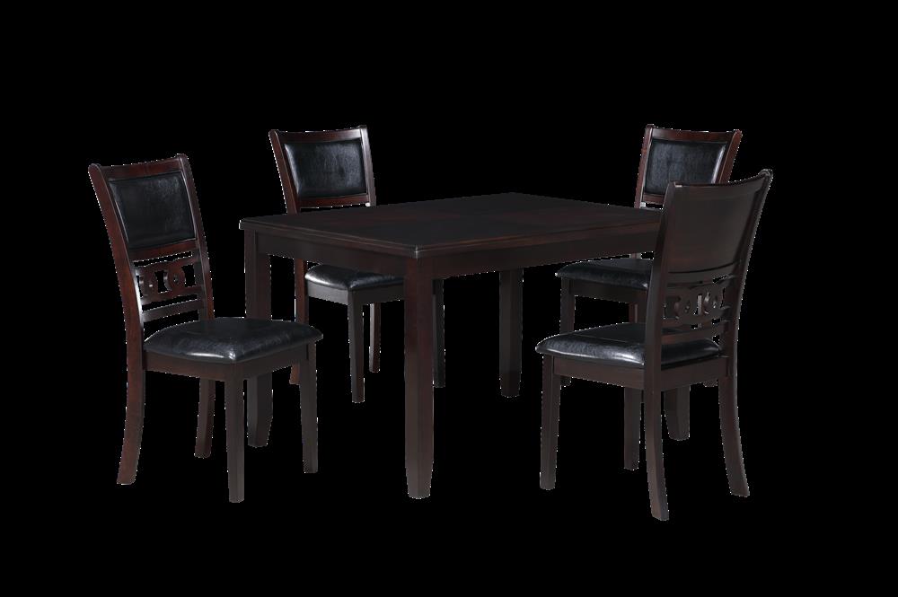 GIA 5 PC 48" RECTANGLE DINING TABLE & 4 CHAIRS-EBONY