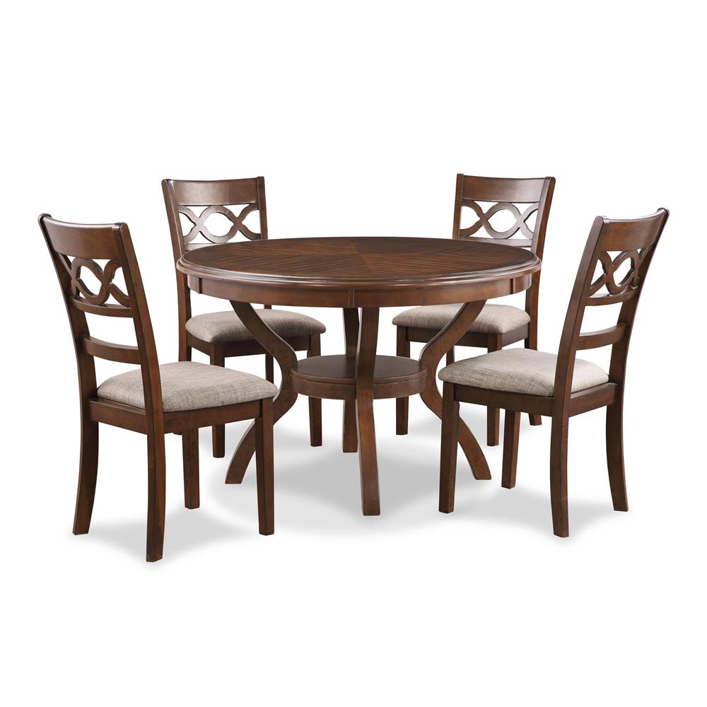 CORI ROUND DINING 5 PC SET-BROWN CHERRY