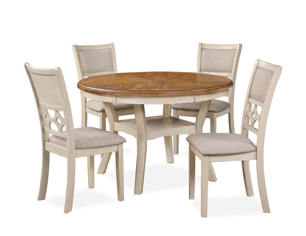 MITCHELL 5 PC DINING SET-TWO TONE BISQUE/BROWN