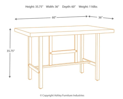 Kavara Counter Height Dining Table and 4 Barstools and Bench