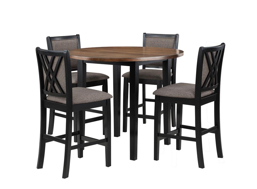 POTOMAC 42" ROUND COUNTER TABLE & 4 CHAIRS -BROWN/BLACK
